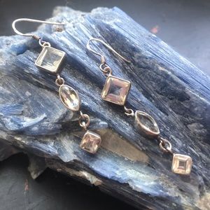 sterling silver + green amethyst dangle earrings